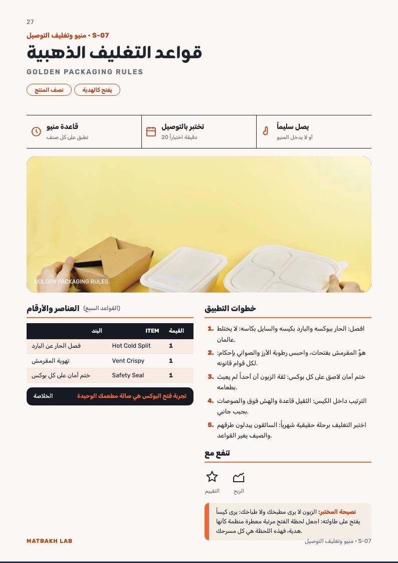 صفحة قواعد التغليف الذهبية